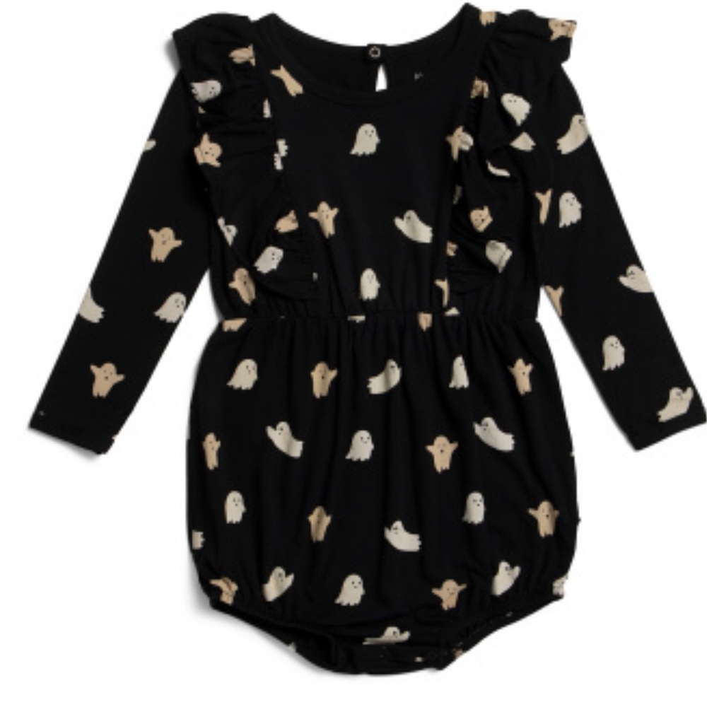 Kyte BABY Black Romper with Ghost Pattern